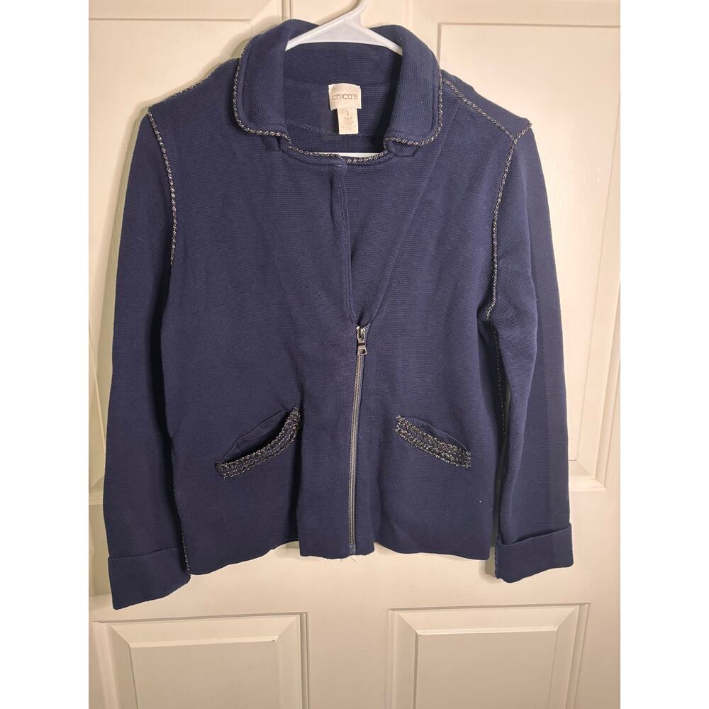 Chico’s Dark Navy Jacket Size 1 (M)